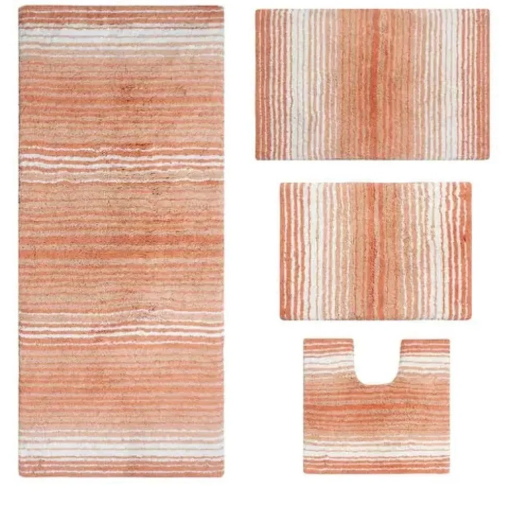Gradiation Collection Absorbent Cotton 4 Piece Set Machine Washable Bath Rug